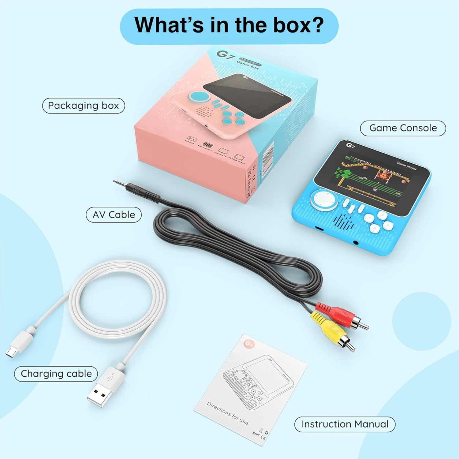 G7 Retro Game Console Handheld Gaming Console for Kids & Adults|| 666-In-1 Built-in Classic Video Games| Portable Gaming Console| Rechargeable Game Console for Boys 7-14 Years| Retro Game Box