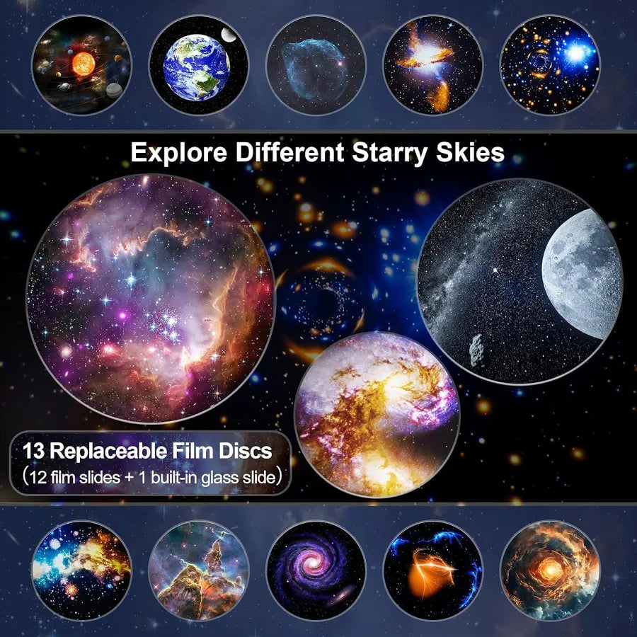 ZYOZ Galaxy Projector Pro for Bedroom, 13 in 1 Planetarium Star Projector with Solar System & Constellation, Night Light for Ceiling - 360° Rotating with Timer, Kids Adults Room Decor