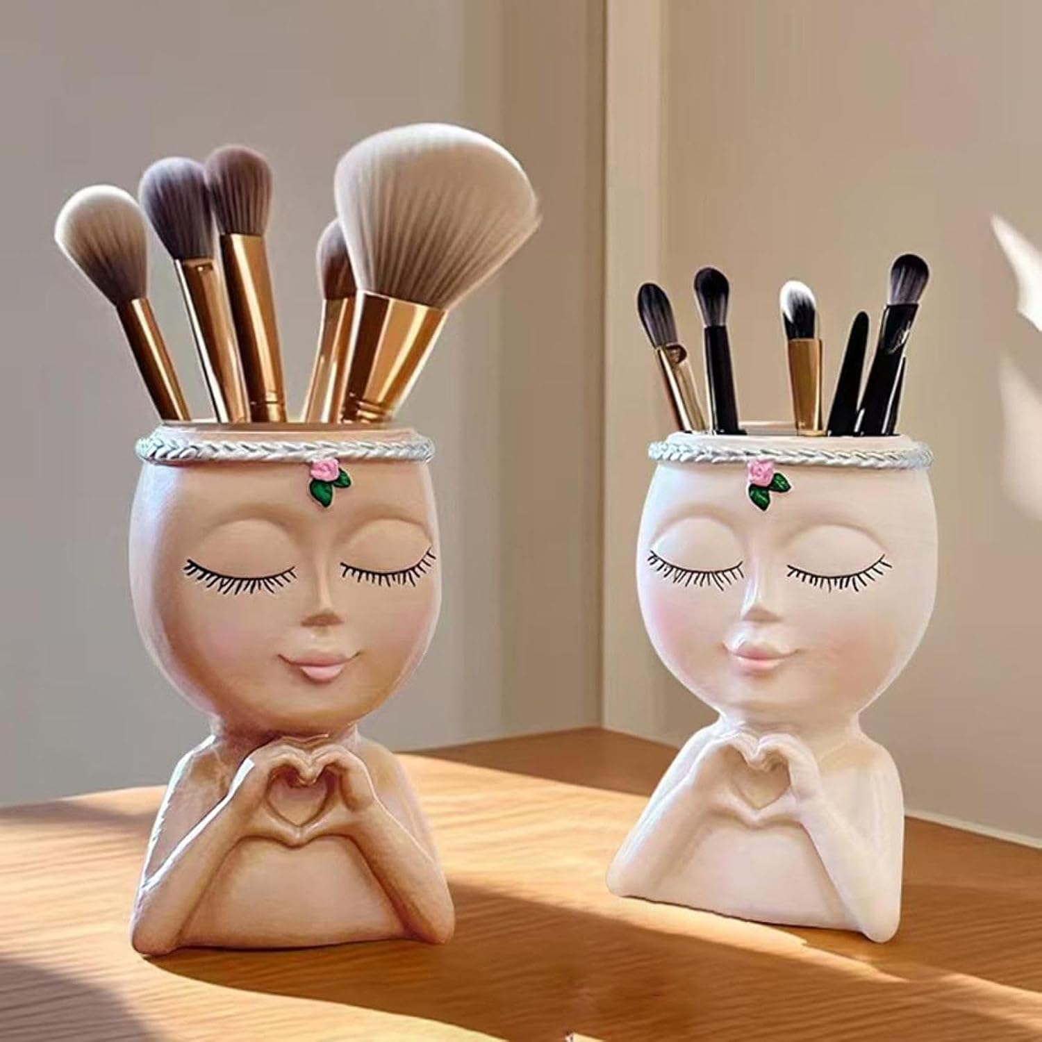 MAKE-UP BRUSH Holder Home Decoration Gift Desktop Organizer for Table Living Room Beige | Home & Garden | Household Supplies & Cleaning | Home Organization | Storage Boxes
