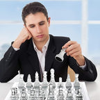Glass Chess Set with Glass Board | Frosted & Clear Chess Pieces | Mind Game for Adults | Strategy/Outdoor Game (Set of 1)(25x25cm)