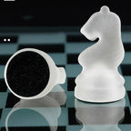 Glass Chess Set with Glass Board | Frosted & Clear Chess Pieces | Mind Game for Adults | Strategy/Outdoor Game (Set of 1)(25x25cm)