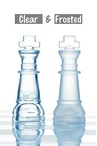 Glass Chess Set with Glass Board | Frosted & Clear Chess Pieces | Mind Game for Adults | Strategy/Outdoor Game (Set of 1)(25x25cm)