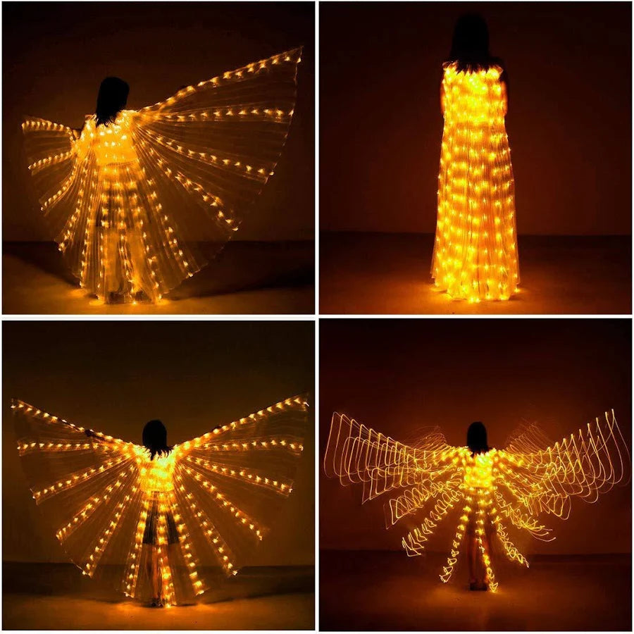 Belly Dance LED Angel Wings,Bar Belly Dance Light Up Stage Wear 360 Degrees Performance Props LED Wing for Women