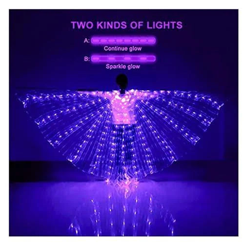 Belly Dance LED Angel Wings,Bar Belly Dance Light Up Stage Wear 360 Degrees Performance Props LED Wing for Women