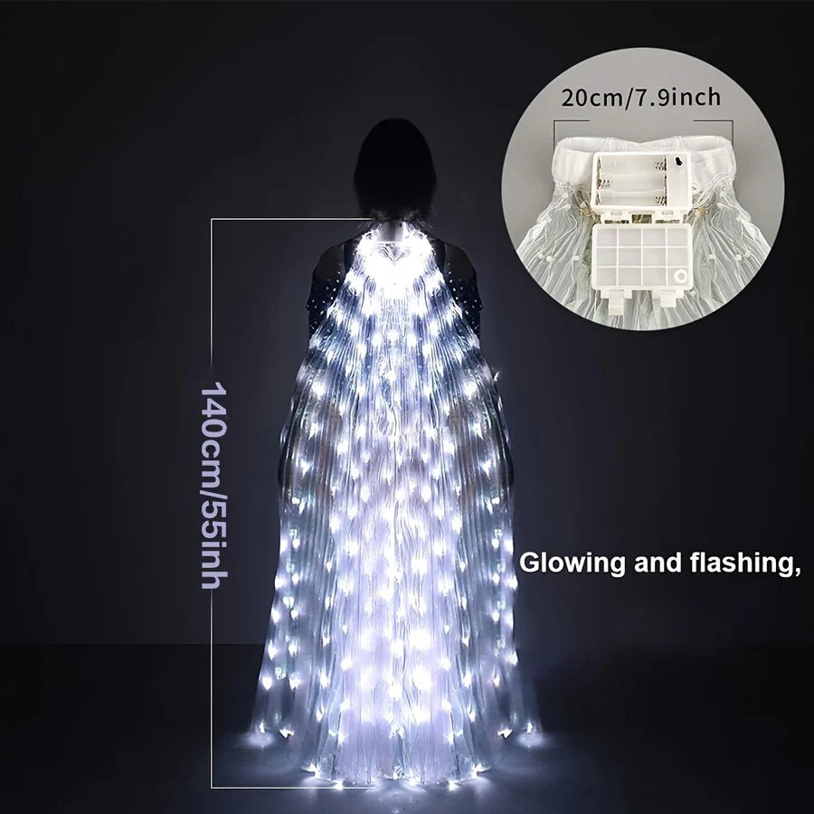 Belly Dance LED Angel Wings,Bar Belly Dance Light Up Stage Wear 360 Degrees Performance Props LED Wing for Women Secondary image