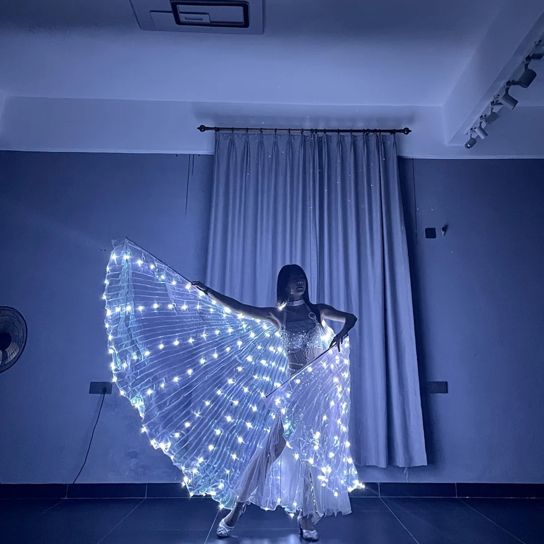 Belly Dance LED Angel Wings,Bar Belly Dance Light Up Stage Wear 360 Degrees Performance Props LED Wing for Women
