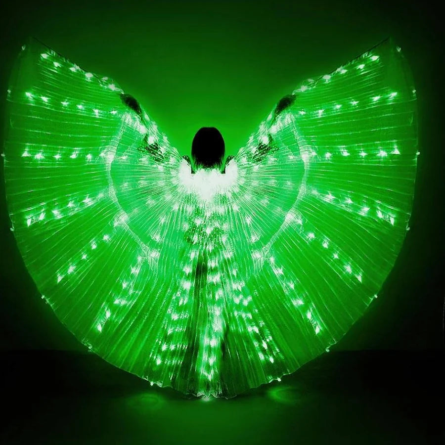 Belly Dance LED Angel Wings,Bar Belly Dance Light Up Stage Wear 360 Degrees Performance Props LED Wing for Women