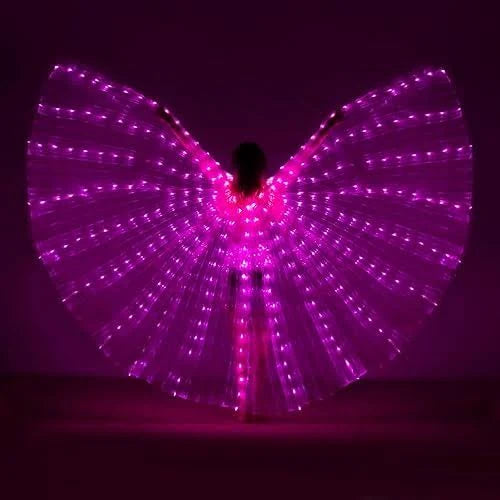 Belly Dance LED Angel Wings,Bar Belly Dance Light Up Stage Wear 360 Degrees Performance Props LED Wing for Women