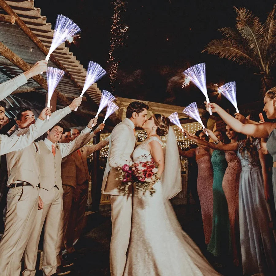 (Pack of 4)Flashing Fiber Optic Wand Light Up Stick LED White Long Glow Sticks with 3 Light Modes Glow Party Supplies for Wedding Birthday Bridal Shower Concerts Clubs
