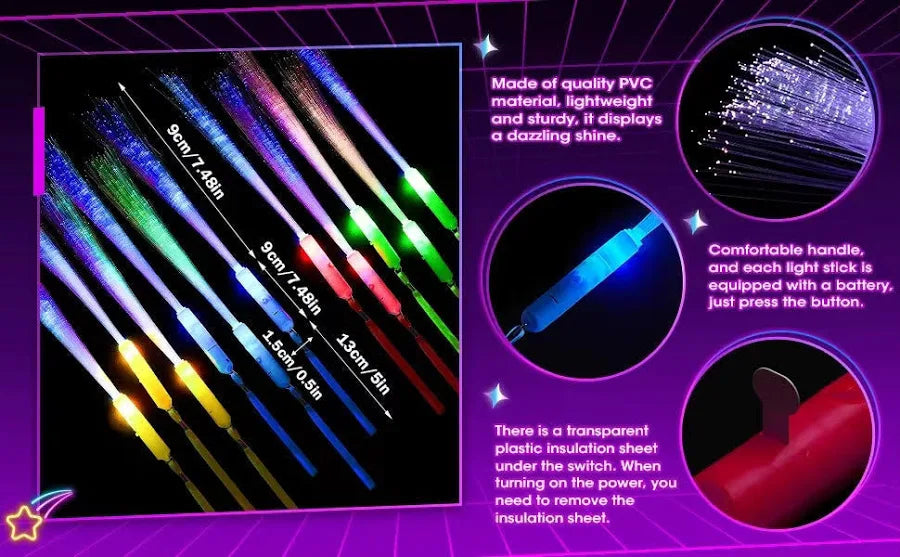 (Pack of 4)Flashing Fiber Optic Wand Light Up Stick LED White Long Glow Sticks with 3 Light Modes Glow Party Supplies for Wedding Birthday Bridal Shower Concerts Clubs