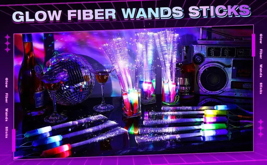 (Pack of 4)Flashing Fiber Optic Wand Light Up Stick LED White Long Glow Sticks with 3 Light Modes Glow Party Supplies for Wedding Birthday Bridal Shower Concerts Clubs