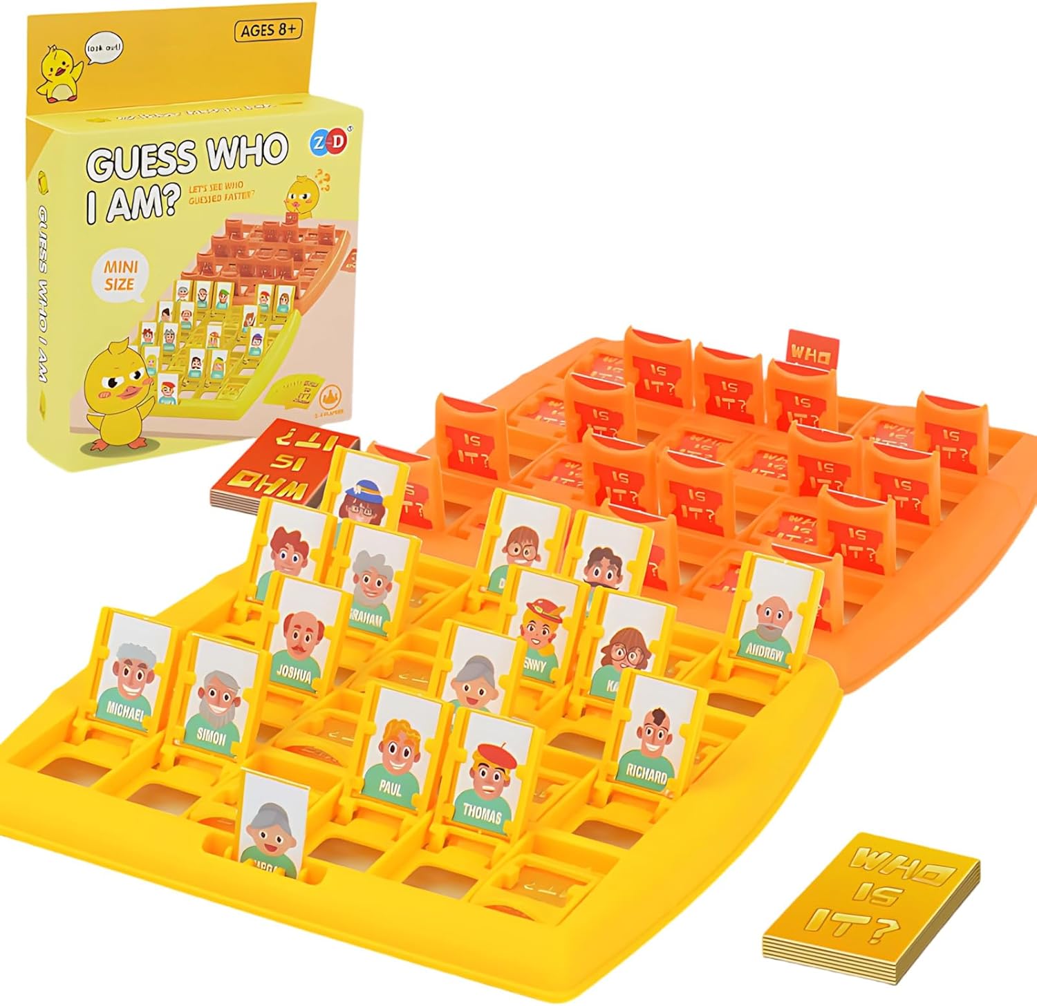 Guess Who Game, Who Am I Game, 96 Cards with Personality Pattern, Guessing Game for Family and Friends, Family-Friendly Game, Yellow and Orange Two Chessboard Edition, Guess Who Games