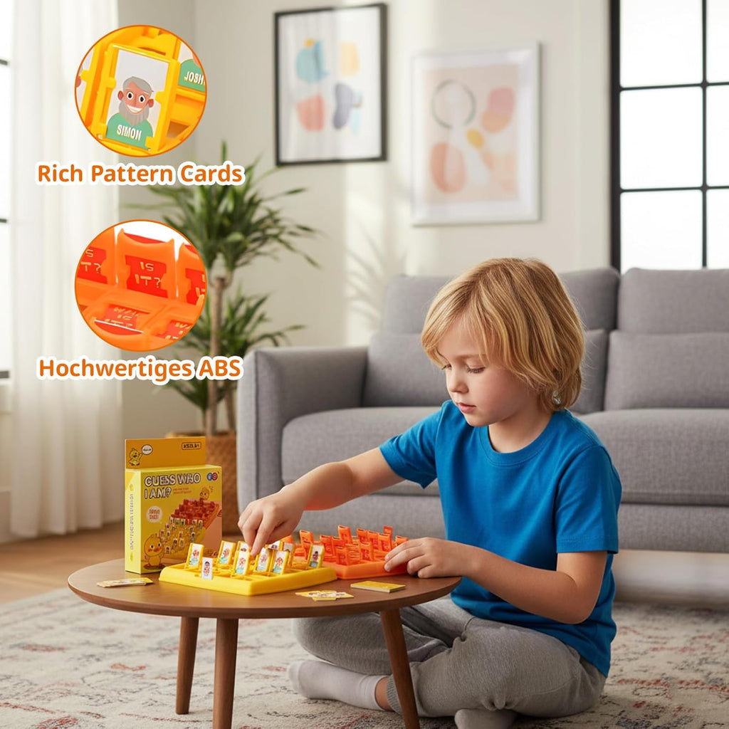 Guess Who Game, Who Am I Game, 96 Cards with Personality Pattern, Guessing Game for Family and Friends, Family-Friendly Game, Yellow and Orange Two Chessboard Edition, Guess Who Games