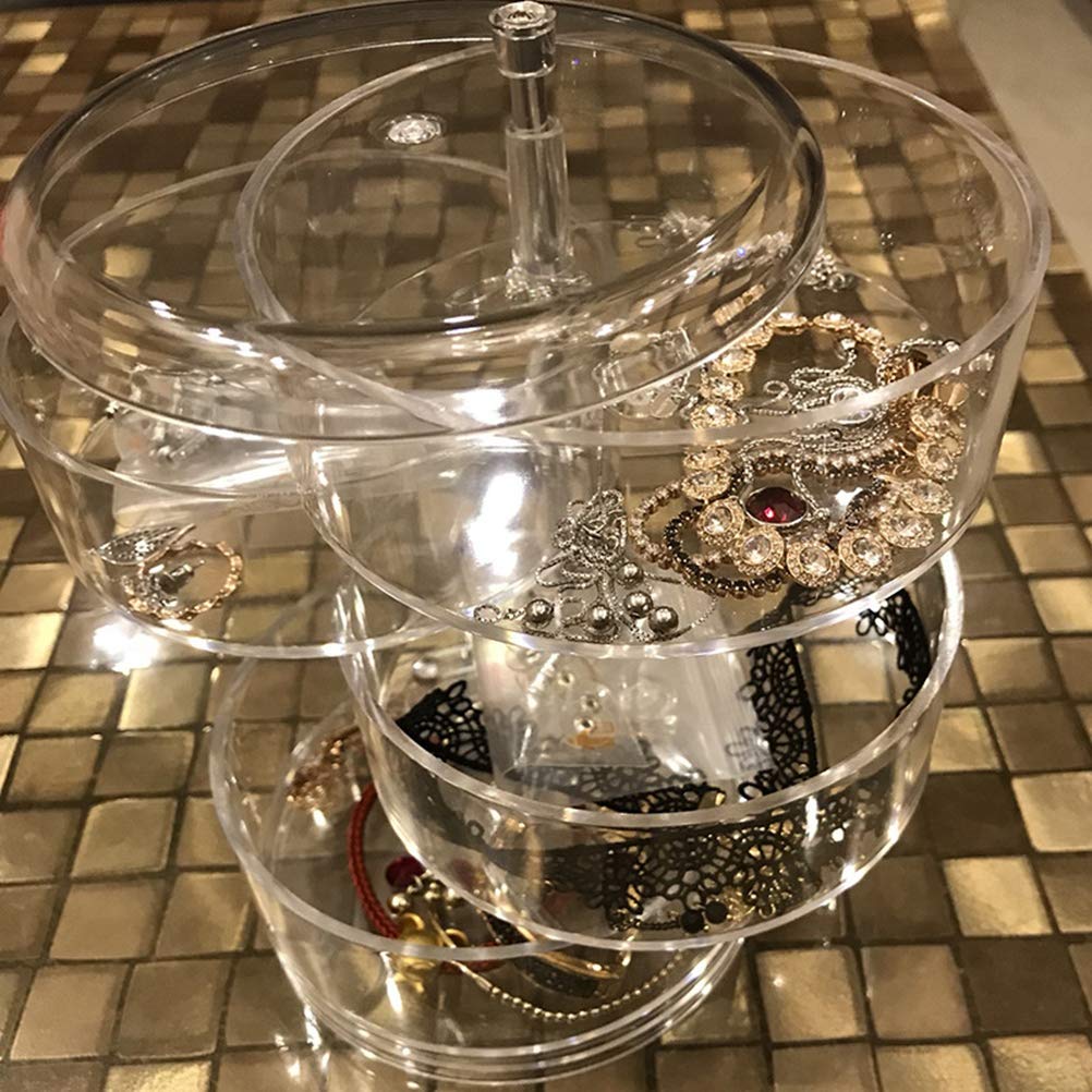 Cosmetic Jewelry Box Creative Transparent PS Acrylic Four-Layer Circular Rotating Desktop Storage Box