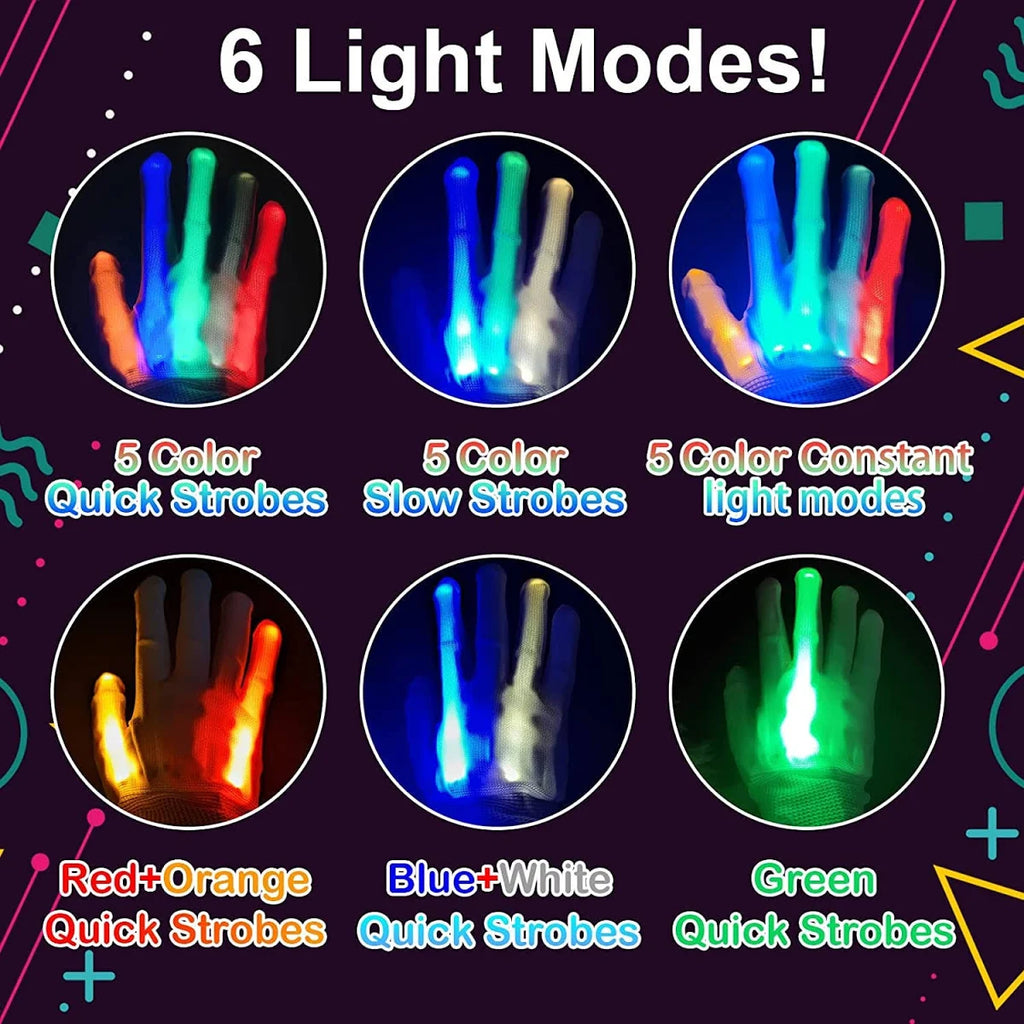 Led Gloves 5 Colors 6 Modes Light up Gloves Rave Gloves Finger Light Flashing Gloves Cool Fun Toys