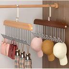 Multi Purpose 8 Hook Wooden Hanger for Clothes Storage, Space Saving Closet Organizer, Rotating Hook Hanger for Shirts, Pants, Accessories, Wardrobe Storage Solution (Pack of 1)
