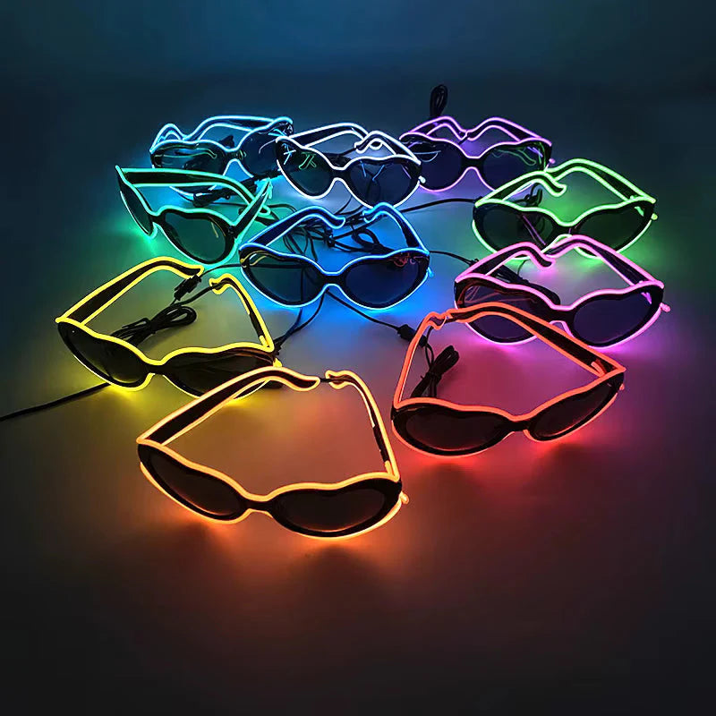 ZYOZ LED Heart Led Party Goggles Night Events EL wired Partywear Glasses RAVE READY (RANDOM COLOUR) Secondary image