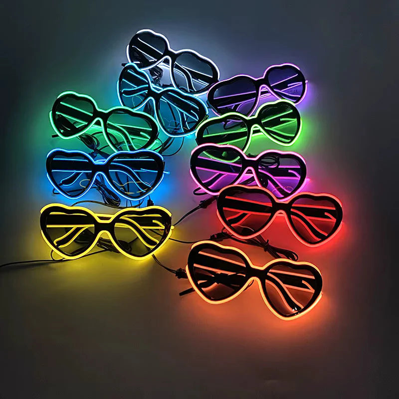 LED Heart Led Party Goggles Night Events EL wired Partywear Glasses RAVE READY (RANDOM COLOUR) Secondary image