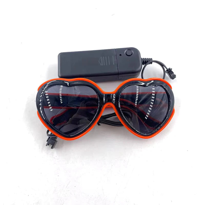 ZYOZ LED Heart Led Party Goggles Night Events EL wired Partywear Glasses RAVE READY (RANDOM COLOUR) Main image
