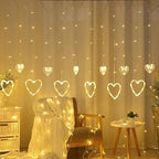ZYOZ Heart Curtain LED Lights Fairy String Garland for Valentine’s Day, Christmas, Wedding, Party & Home Décor Heart-Shaped Decoration Lights for New Year & Festive Decor, 12 PCS - Multicolor