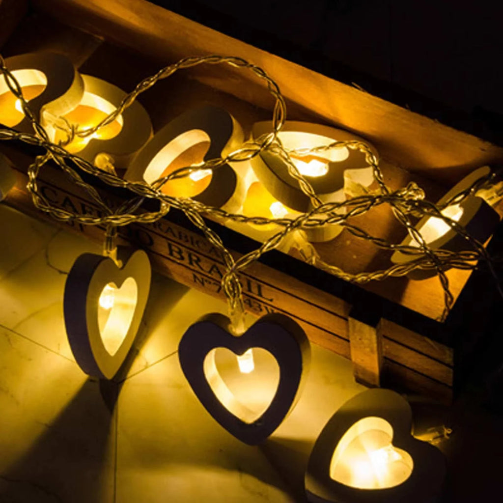 Wooden LED String Light Series Home Decor Fairy Lights 3m