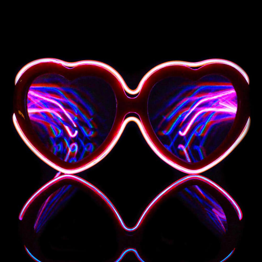 ZYOZ LED Heart shape Party Goggles Night Events EL wired Partywear Glasses RAVE READY