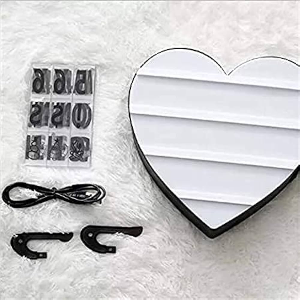 Heart-Shaped LED Cinema Light Box- Pink LED Changable Light Sign with 192pcs Letters Numbers Symbols Emojis to Create Personalized Messages Home Decors (USB & Battery Powered)
