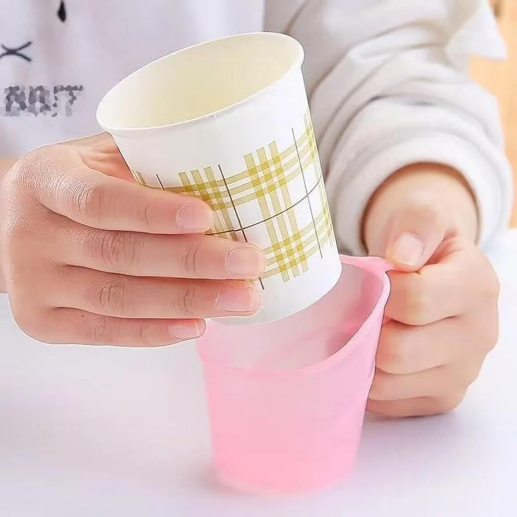 Heat Resistant Cup Holder – Thickened Anti-Scald Paper Tea & Coffee Cup Sleeve, Disposable Insulated Cup Holder for Office, Home & Takeaway Drinks (Random Color) 10 pcs