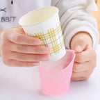 Heat Resistant Cup Holder – Thickened Anti-Scald Paper Tea & Coffee Cup Sleeve, Disposable Insulated Cup Holder for Office, Home & Takeaway Drinks (Random Color) 10 pcs