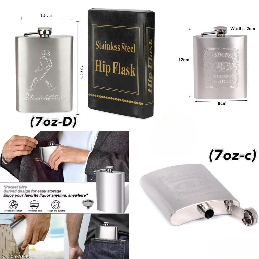 Stainless Steel 7 Oz  Liquor Hip Flask and Wine Whiskey Vodka Alcohol Drinks Pocket Bottle for Men Women ( 7 OZ)