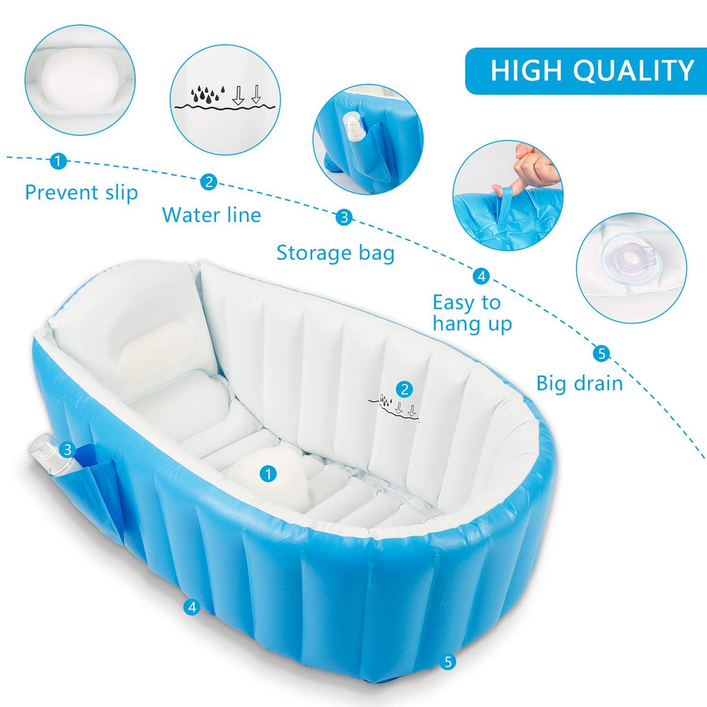 Fayleeko Baby Inflatable Bath tub | Portable Baby Bath Tub for 0 to 5 Years | Non Slip Travel Swimming Pool for Kids with Air Pump