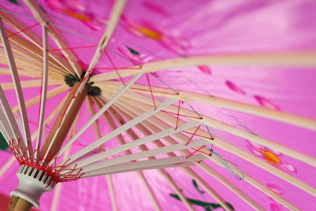Japanese Bamboo Silk Umbrella – Traditional Handmade Art Umbrella for Dance, Home, Restaurant, Bar, Ceiling Decor & Cultural Display 1pc Random