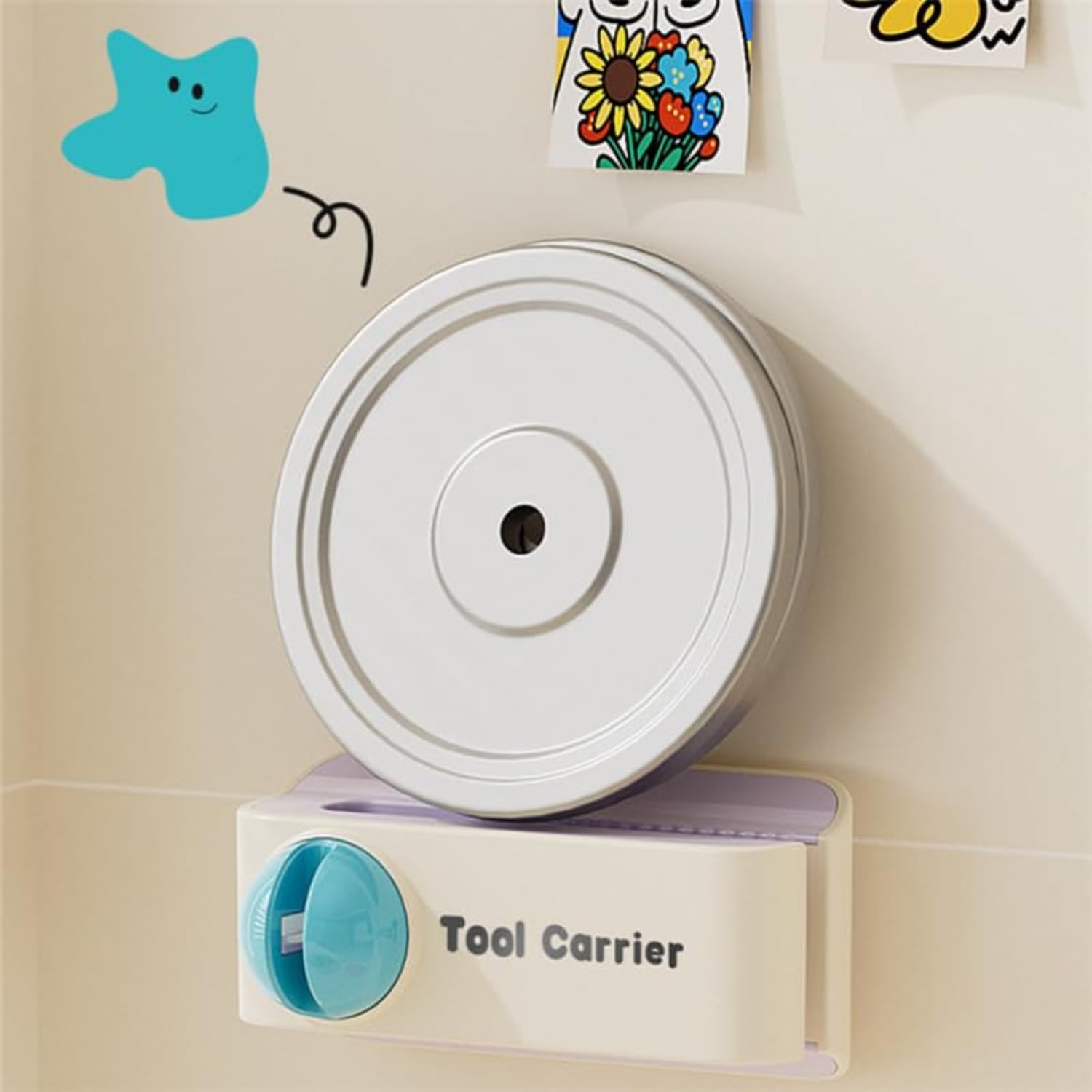 2-in-1 Wall-Mounted Knife Holder with Built-in Sharpener | Integrated Ceramic Sharpening Stone with Magnetic Blade Holder | Space Saving No-Drill Adhesive Tool for Kitchen, Scissors- 1 PC