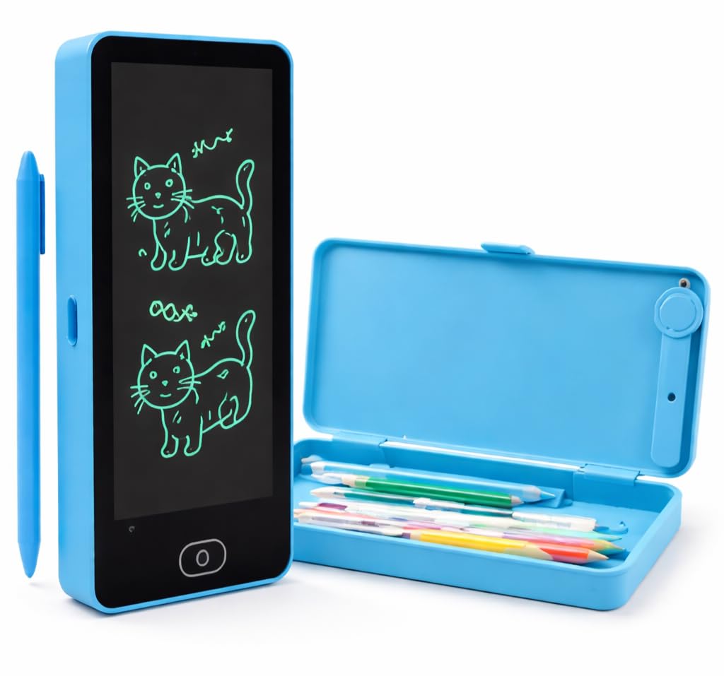 2 in 1 LCD Writing Pad Pencil Box for Kids | Large Storage Smart Pencil Case with Erase Button | Drawing Tablet for Boys Girls School Use Main image