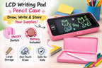 2 in 1 LCD Writing Pad Pencil Box for Kids | Large Storage Smart Pencil Case with Erase Button | Drawing Tablet for Boys Girls School Use