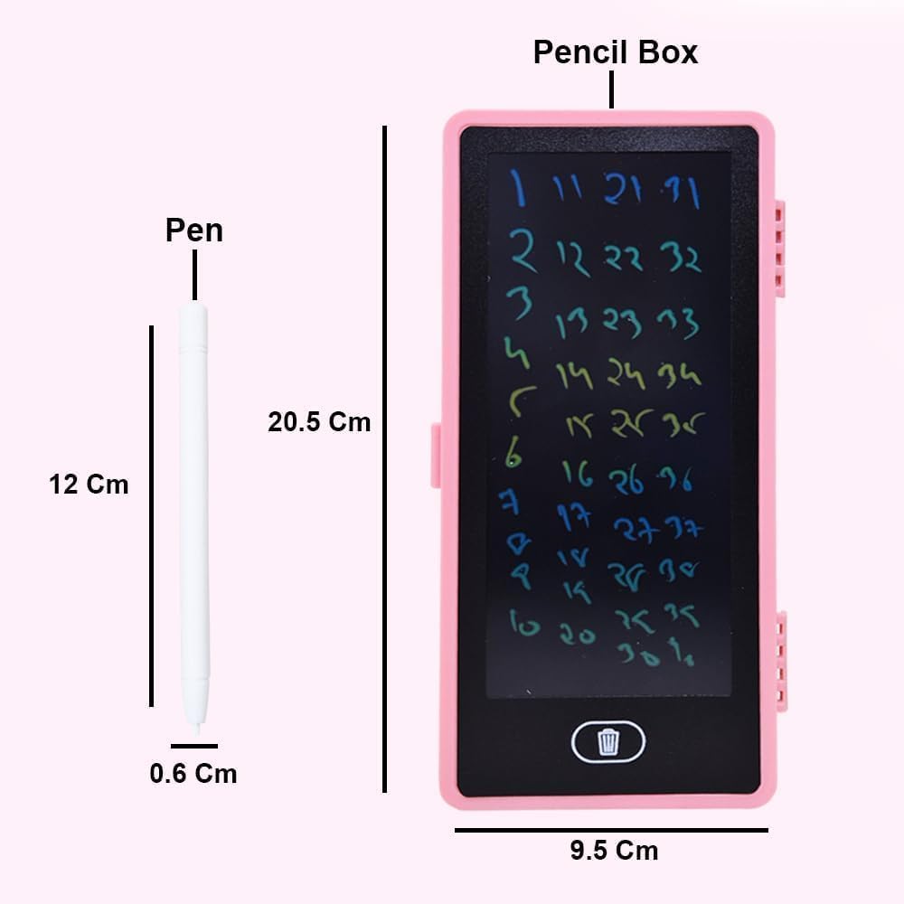 2 in 1 LCD Writing Pad Pencil Box for Kids | Large Storage Smart Pencil Case with Erase Button | Drawing Tablet for Boys Girls School Use