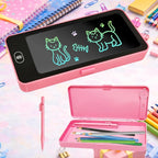 2 in 1 LCD Writing Pad Pencil Box for Kids | Large Storage Smart Pencil Case with Erase Button | Drawing Tablet for Boys Girls School Use