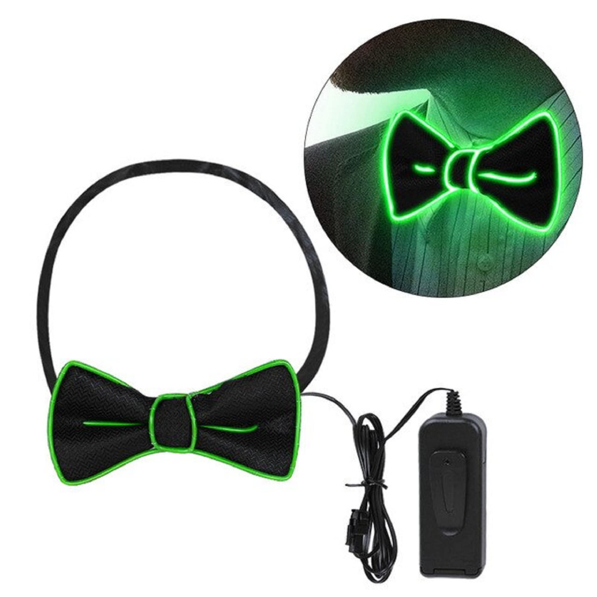 ZYOZ Light Up Bow Tie for Men Neon Bowties LED Bowtie Wire Bowtie Glow in The Dark LED Bowtie for Kids Boys Men Rave Party Funny Costume Jacket Clothes Shirt Accessories (Pack of 1)(random colour) Main image