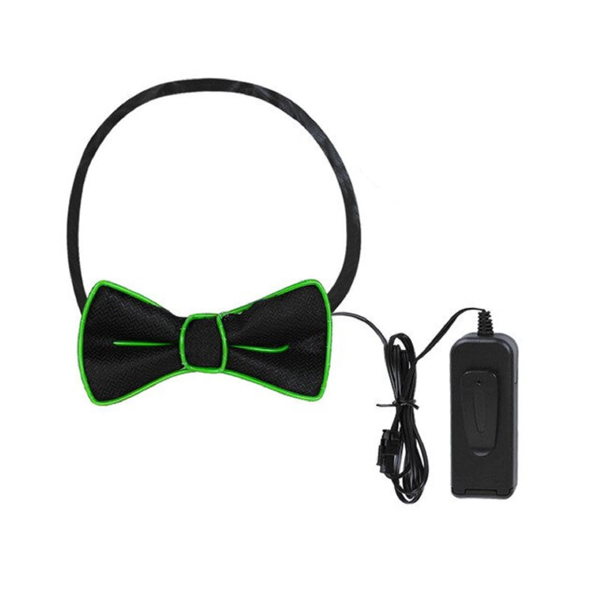 Light Up Bow Tie for Men Neon Bowties LED Bowtie Wire Bowtie Glow in The Dark LED Bowtie for Kids Boys Men Rave Party Funny Costume Jacket Clothes Shirt Accessories (Pack of 1)(random colour)