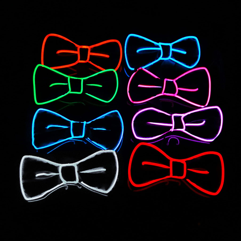 Light Up Bow Tie for Men Neon Bowties LED Bowtie Wire Bowtie Glow in The Dark LED Bowtie for Kids Boys Men Rave Party Funny Costume Jacket Clothes Shirt Accessories (Pack of 1)(random colour)