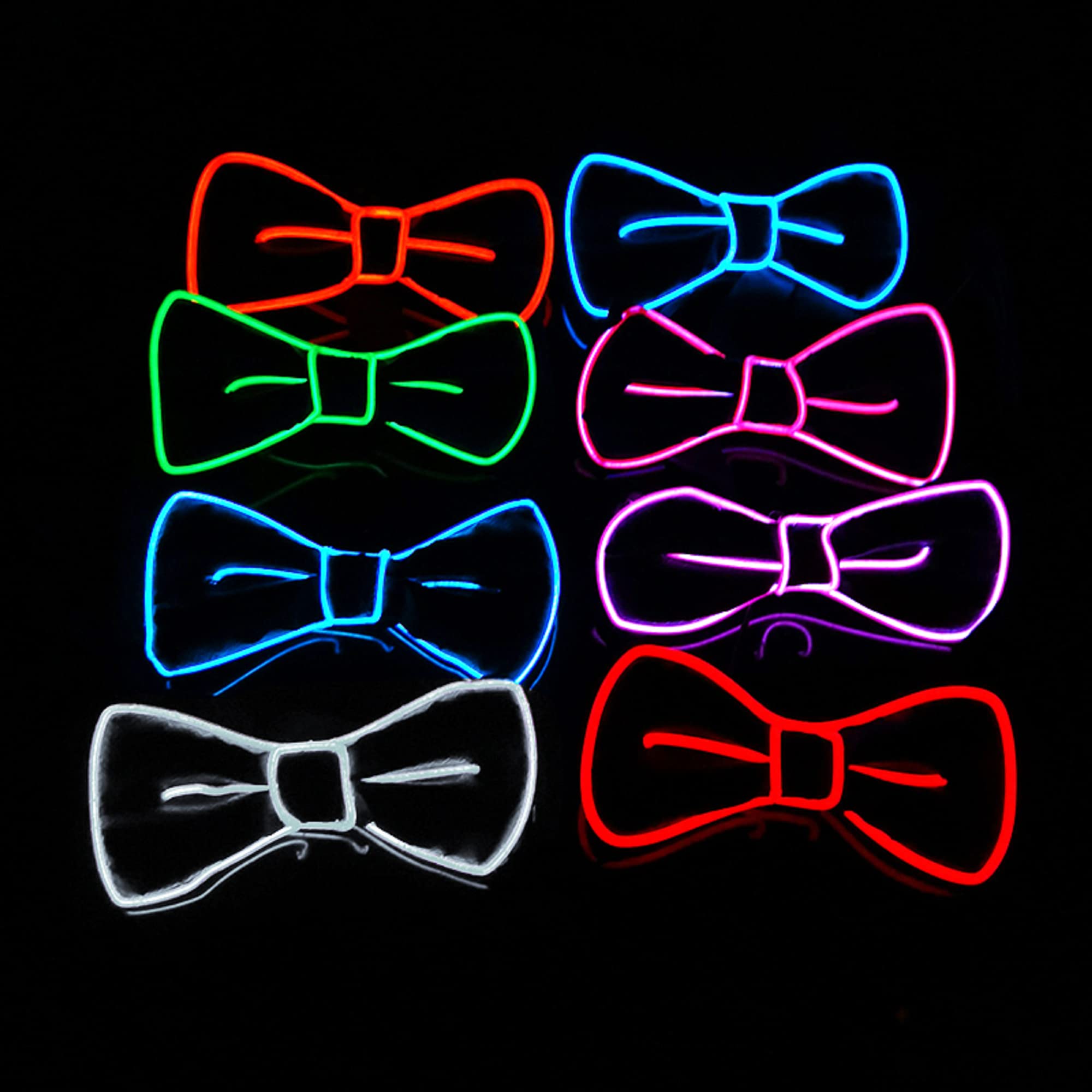 Light Up Bow Tie for Men Neon Bowties LED Bowtie Wire Bowtie Glow in The Dark LED Bowtie for Kids Boys Men Rave Party Funny Costume Jacket Clothes Shirt Accessories (Pack of 1)(random colour)