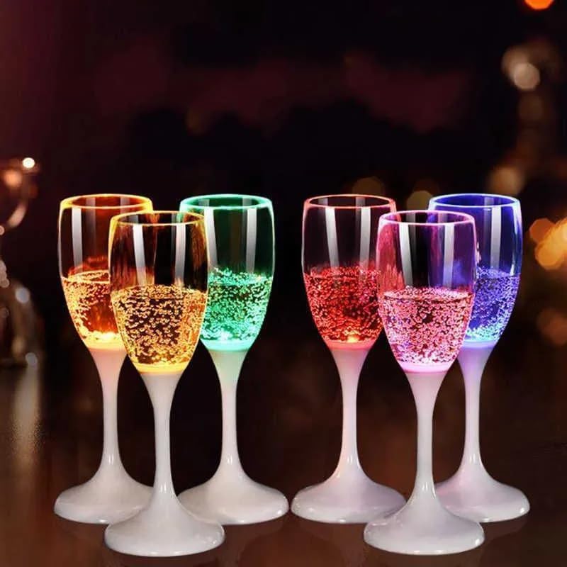 ZYOZ LED Champagne Glasses Set ( pack of 6 ) | Multi-Color Liquid Water Activated Glass for Bars| Party Bar Colorful Led Wine Glass| Multi-Color Water Liquid Activated Flashing Light for Restaurant, Party & Bar