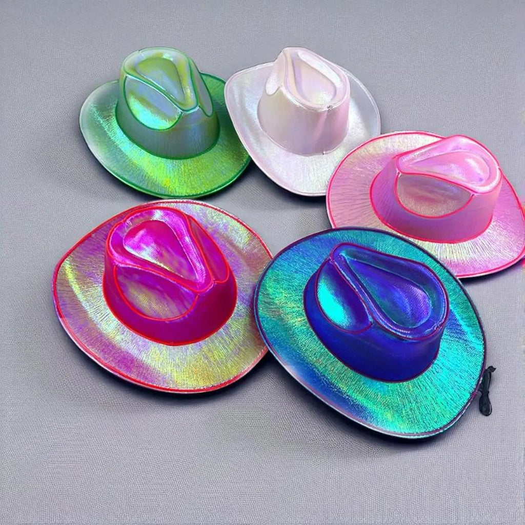 LED Light Up Cowboy Hat, Glow in the Dark Hat, Rave Festival Costume, Party Hat, Western Neon Cowboy Hat