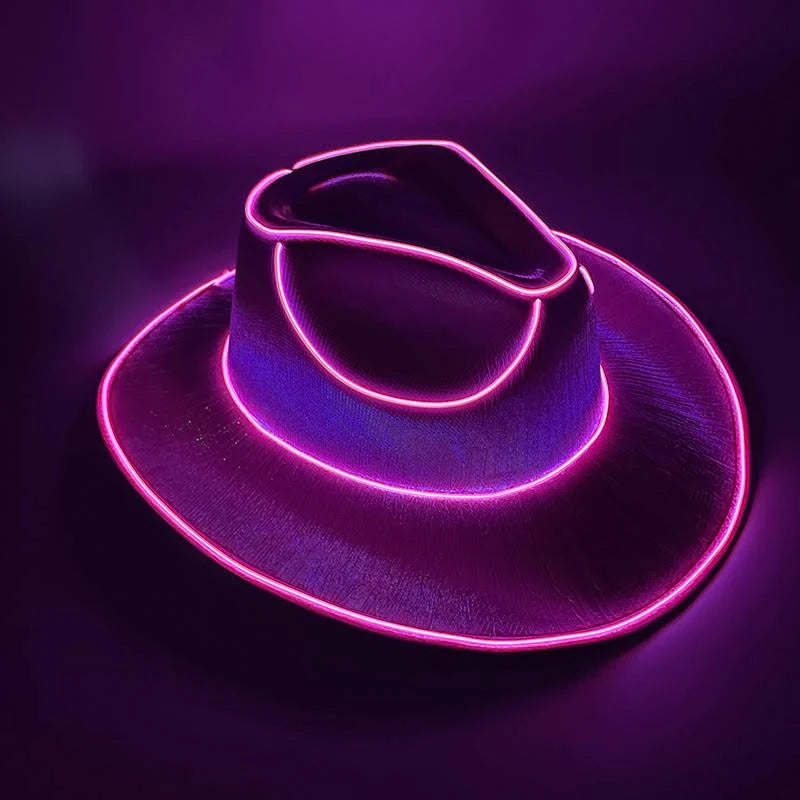 ZYOZ LED Light Up Cowboy Hat, Glow in the Dark Hat, Rave Festival Costume, Party Hat, Western Neon Cowboy Hat Main image