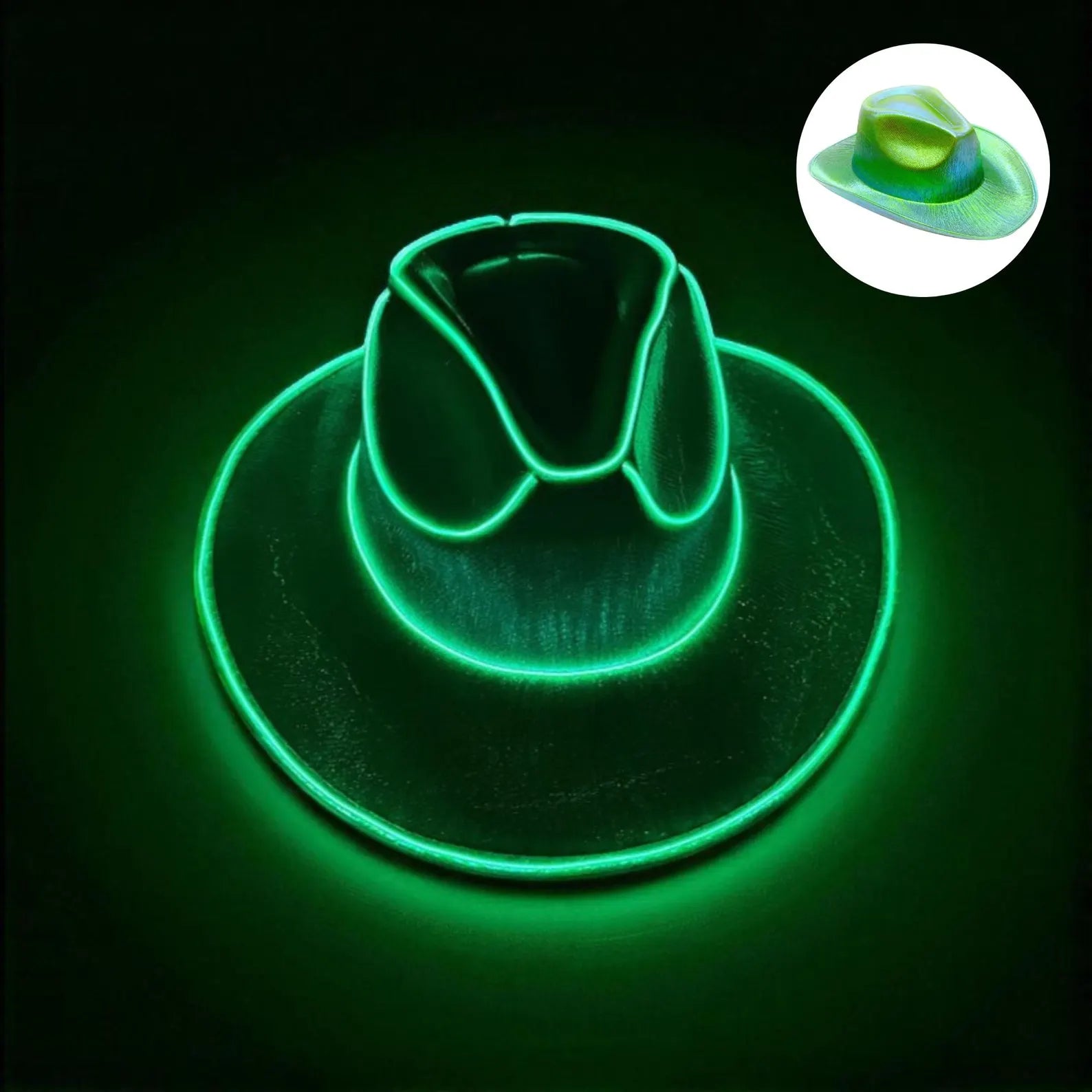 LED Light Up Cowboy Hat, Glow in the Dark Hat, Rave Festival Costume, Party Hat, Western Neon Cowboy Hat