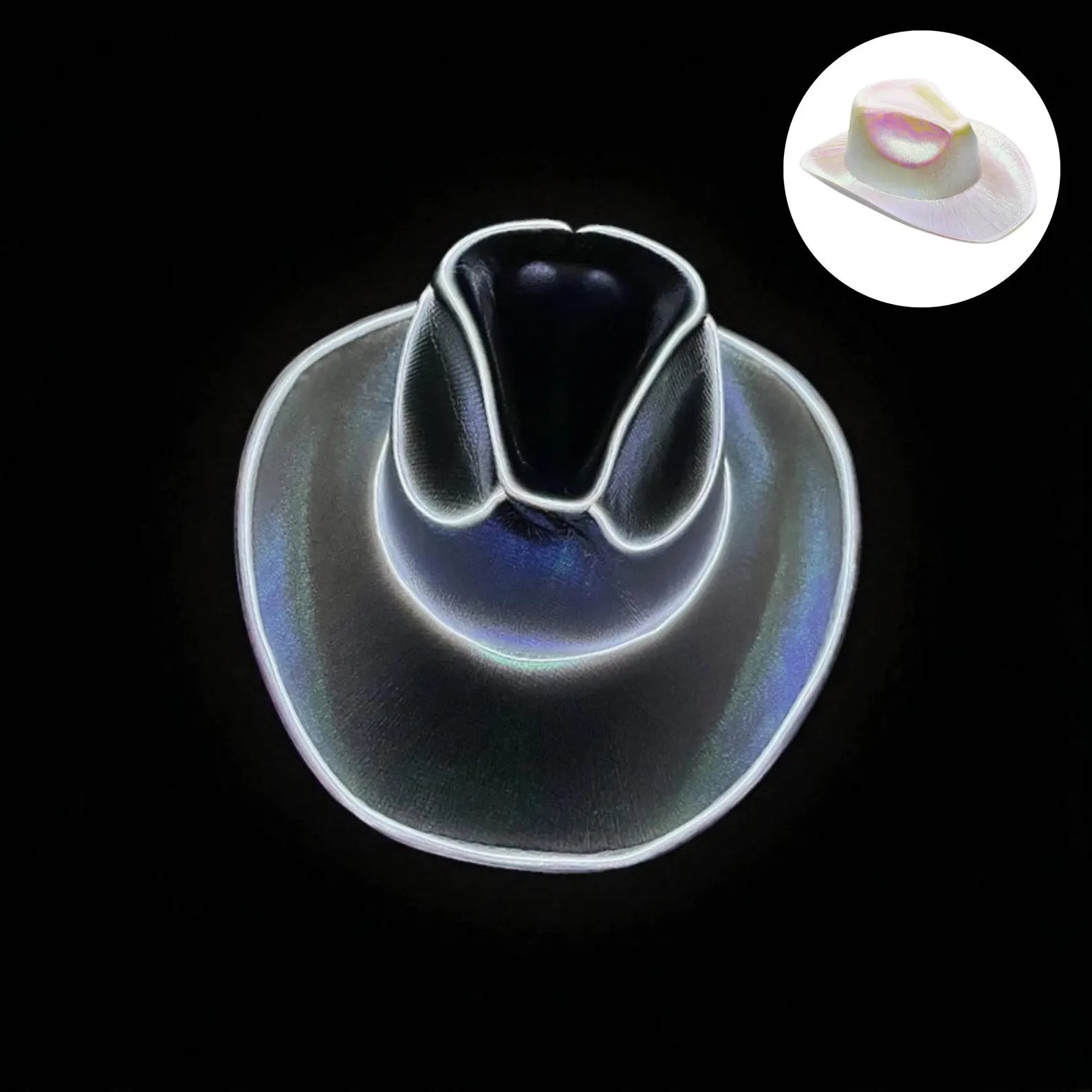ZYOZ LED Light Up Cowboy Hat, Glow in the Dark Hat, Rave Festival Costume, Party Hat, Western Neon Cowboy Hat Secondary image