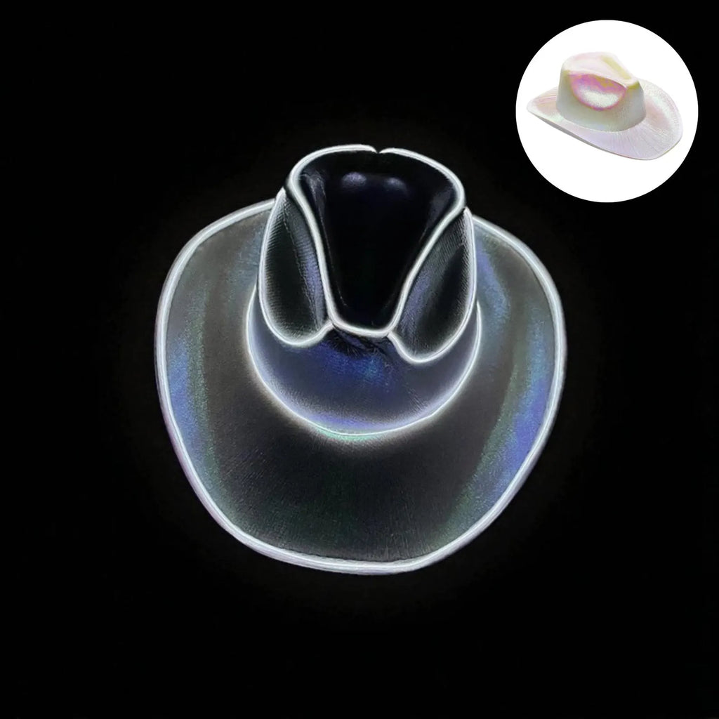 LED Light Up Cowboy Hat, Glow in the Dark Hat, Rave Festival Costume, Party Hat, Western Neon Cowboy Hat