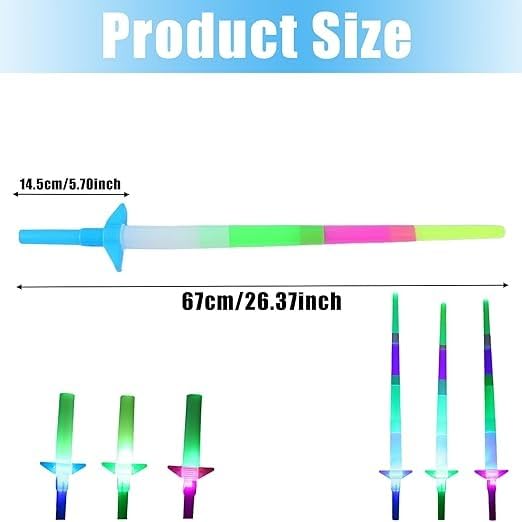 Light Up Talwar for Kids | Expandable LED Laser Sword Toy with Glow in The Dark Lights | Fun Dress-Up & Costume Accessory for Boys & Girls | Safe Flashing Toy Sword for Pretend Play