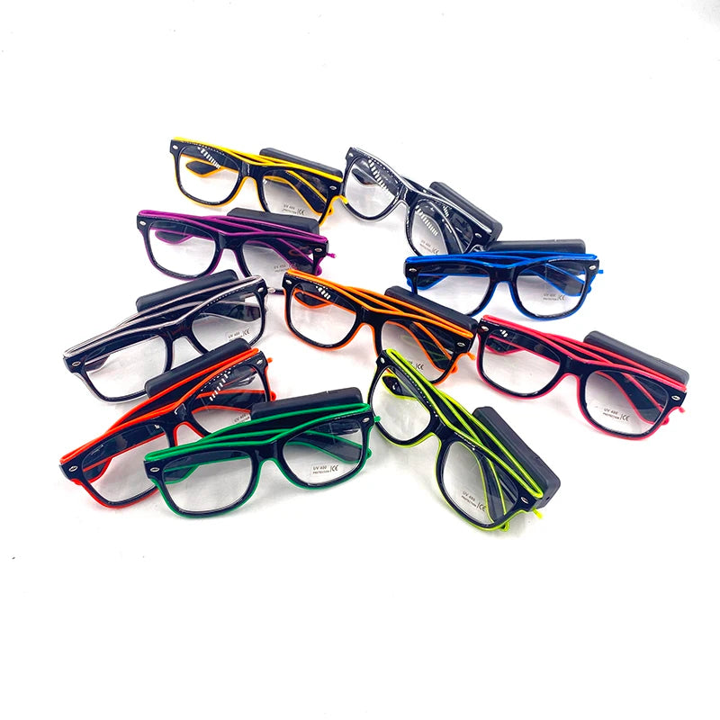 Zyoz™ Wireless LED Light-Up Glasses – Neon EL Wire Party & Festival Glasses (black Lance)