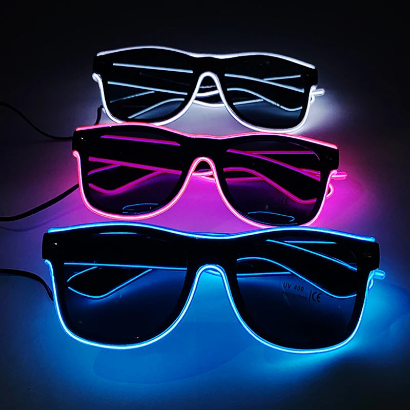Zyoz™ Neon EL Wire Light-Up Sunglasses – Wired Battery Pack Party & Rave Glasses